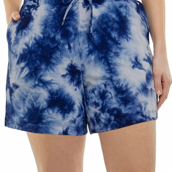 Danskin 2 Pack Soft Active Shorts Blue Tie Dye and White - Picture 3 of 11